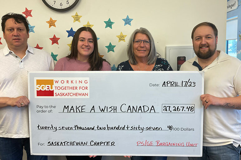 SGEU donates $27,000 to Make-A-Wish Saskatchewan